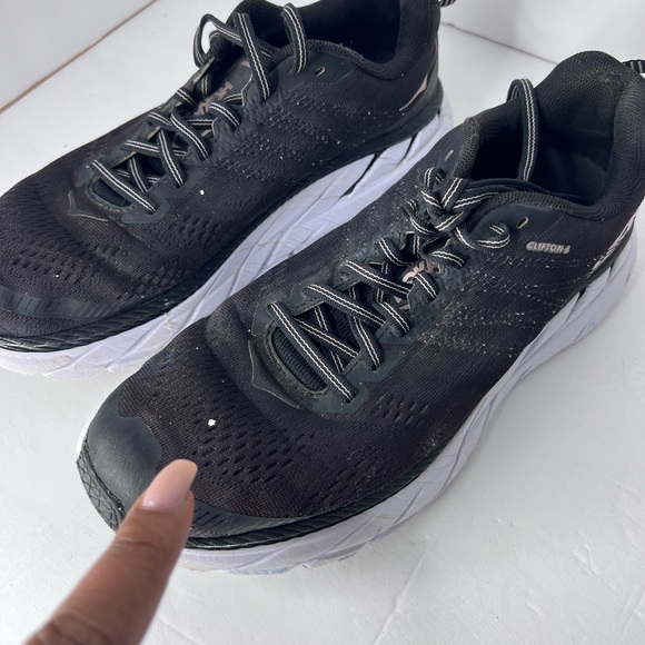 Women’s Hoka One One Clifton 6 Sz 9 Running Shoes Black White - Picture 7 of 7